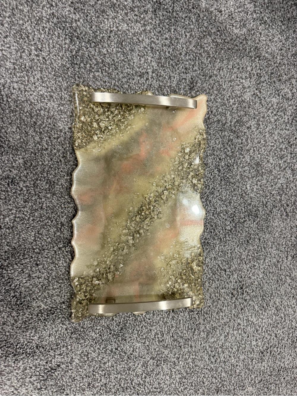 Decorative Resin Wall Art Panel in Green and Gold